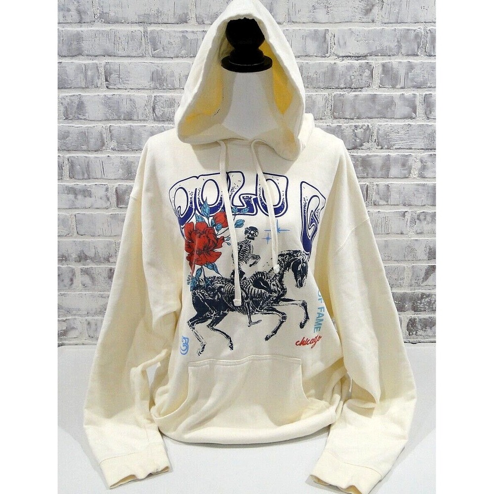 Polo G Size XL‎ Pullover Hoodie Skeleton Graphic Cream